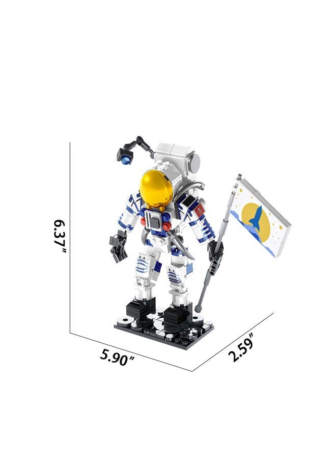 Sienon Astronaut Building Block Toy for Kids and Adults, 229pcs Building Block Spaceman Figure Holding The Flag with Movable Joints, DIY Assembly Construction STEM City Space Kit - Image 2