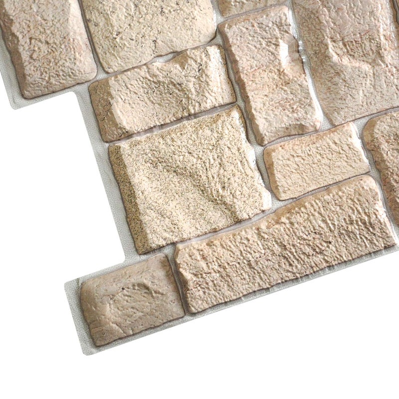 Dundee Deco PG7005-5 Beige Faux Limestone PVC 3D Wall Panel, 3.3 ft X 1.7 ft (98 cm X 50cm), Interior Design Wall Paneling Decor, 5.61 sq. ft. (0.49sq. m) Each, Pack of 5 - Image 5