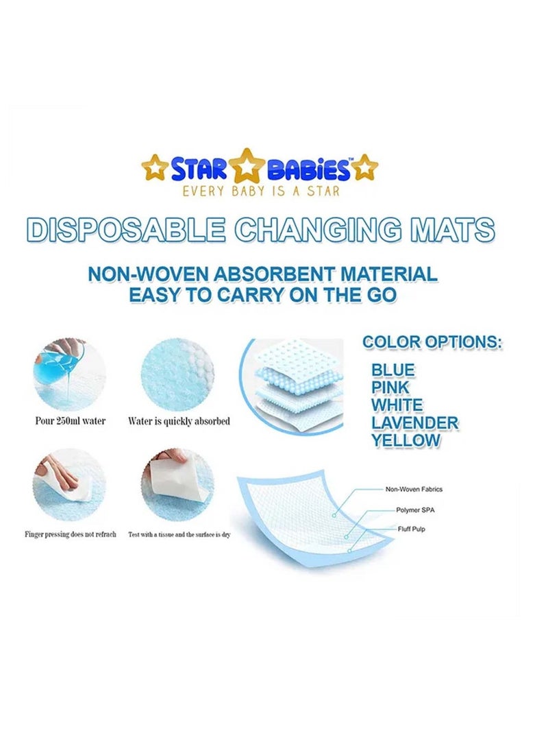 STAR BABiES Star Babies - Combo Pack of 2- Disposable Changing Mat Pack of 24 with Scented Bag (5 Pcs) - Blue  - Image 3