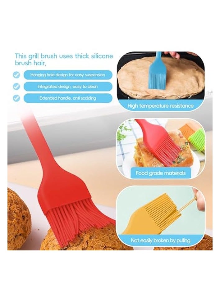 erorex - 4 Pcs Silicone Pastry Brush Oil Brush, Kitchen Utensils Set For BBQ Heat Resistant Food Cooking Brush Set for Baking, Meat, Desserts Bread, Barbecue Brush Multicolor - Image 1