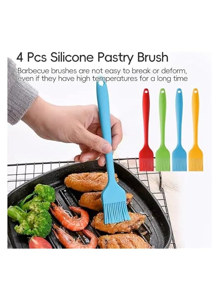 erorex - 4 Pcs Silicone Pastry Brush Oil Brush, Kitchen Utensils Set For BBQ Heat Resistant Food Cooking Brush Set for Baking, Meat, Desserts Bread, Barbecue Brush Multicolor - Image 1