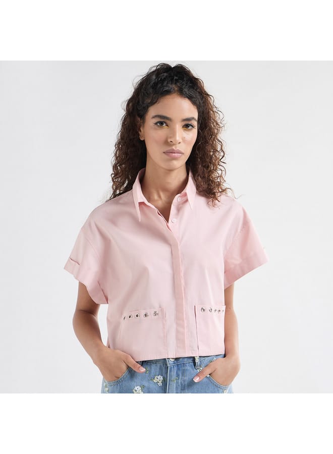 Splash FAV Solid Drop Shoulder Sleeves Shirt with Pockets and Concealed Button Placket  - Image 1