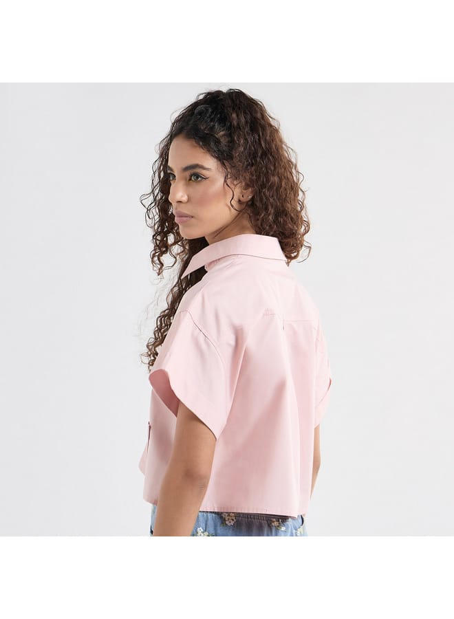 Splash FAV Solid Drop Shoulder Sleeves Shirt with Pockets and Concealed Button Placket  - Image 3
