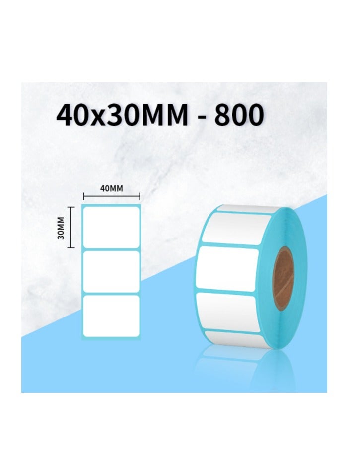 OSALIA Thermal Label Roll 40mm x 30mm (800 Labels) – Direct Thermal Adhesive Stickers for Mini Barcode Printer, Strong Adhesive, Easy Peel, High-Quality Print, Compatible with POS & Labeling Machines - Image 1