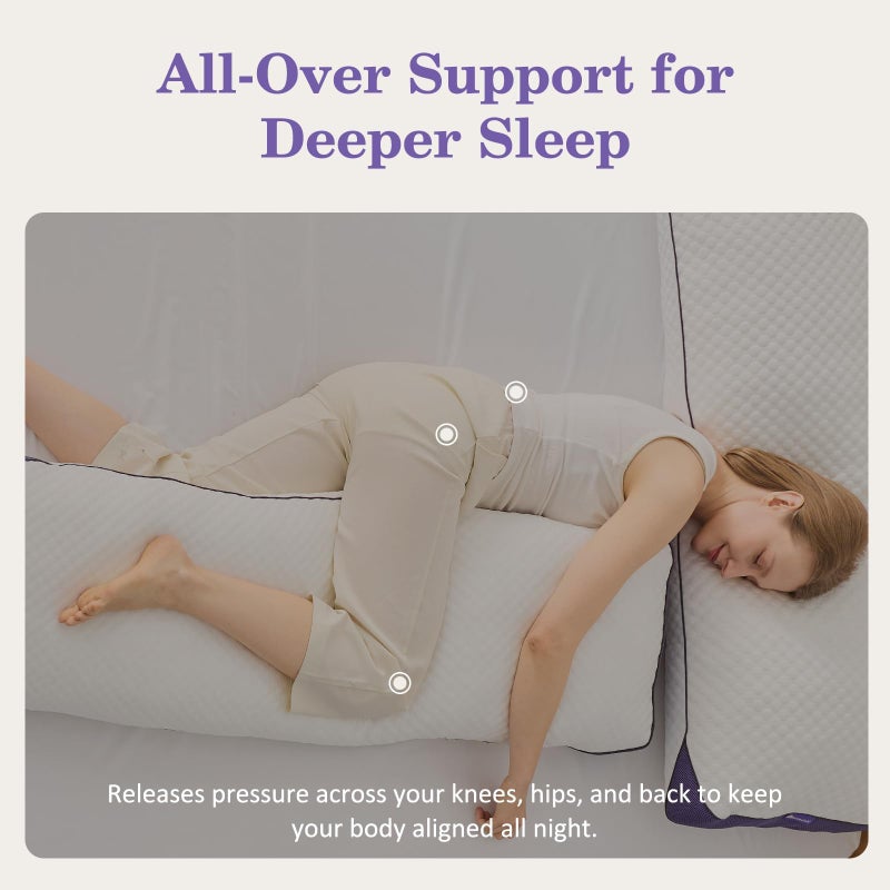HOMELAB Adjustable Shredded Memory Foam Body Pillow Bundle with Mulberry Silk Pillowcase, Cooling Long Pillow Full Support for Side Sleepers, Back, Hip & Leg Comfort, 1 Pack 20"x52" - Image 4