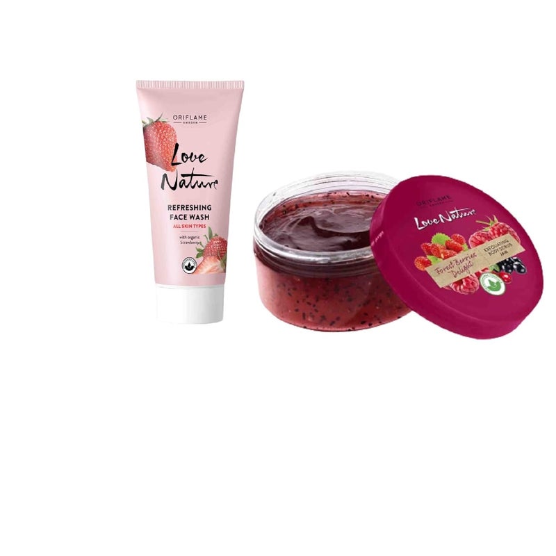 Oriflame Refreshing Face Wash with Organic Strawberry 50ML and Forest Berries Delight Exfoliating Body Scrub Jam 200MLcombo - Image 3