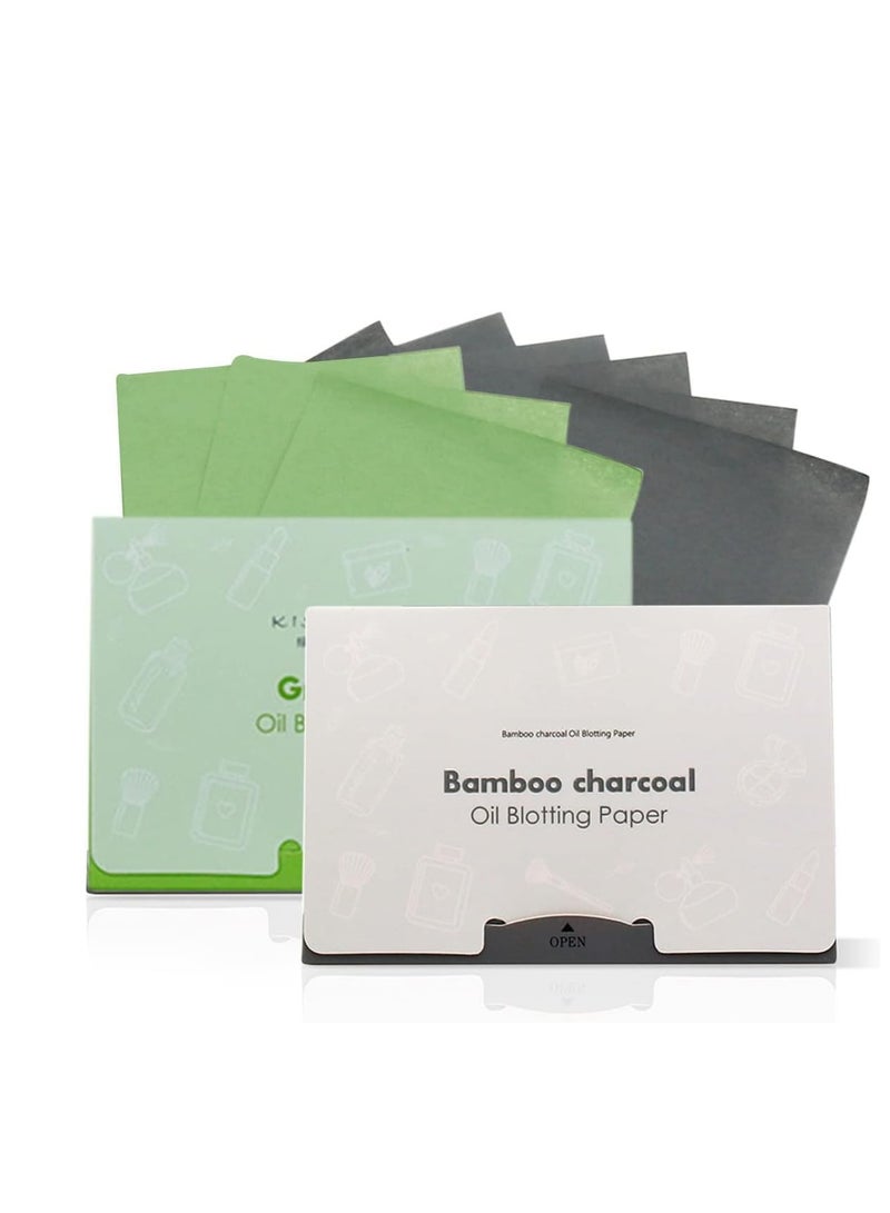 SOLARAE 200Counts Oil Blotting Paper, Green Tea  Sheets for Oily Skin, Natural Bamboo Charcoal Unisex Control Film Men and Women Easy Take Out Design, Premium Absorbing - Image 1