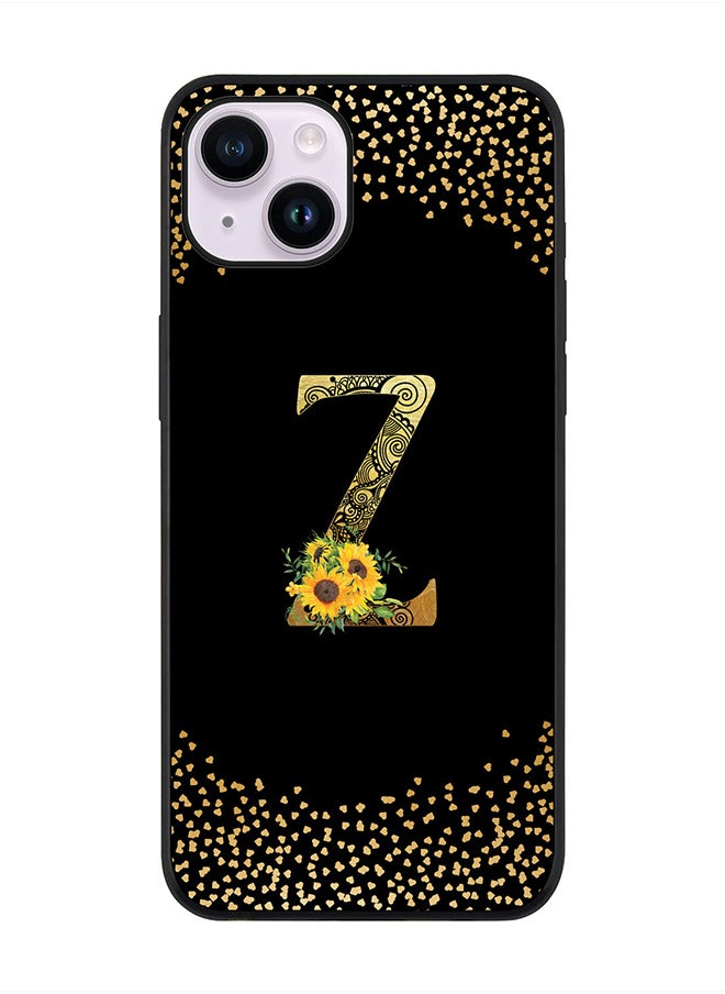Stylizedd Rugged Black edge case for Apple iPhone 14 Plus, Soft Flexible Phone case Custom Monogram Initial Letter Mandala Floral Pattern Alphabet- Z (Black)  - Image 1