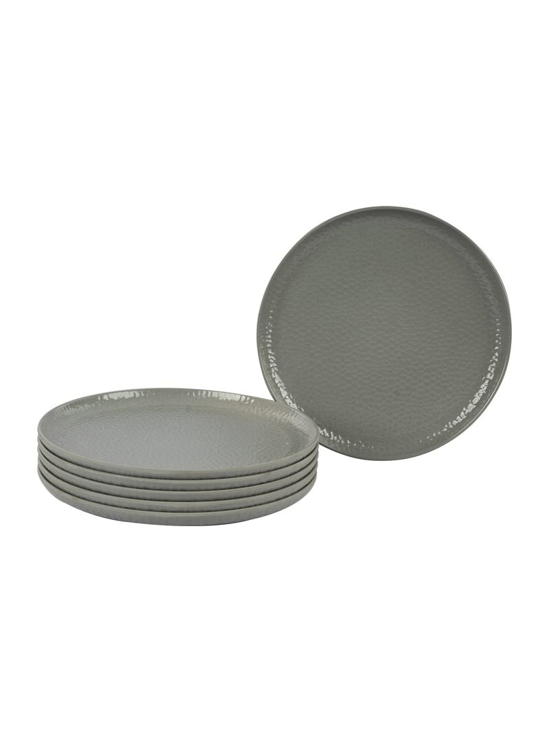 MARKET 99 Melamine Round Serving Set of 6 Quarter Dinner Plates Set for Kitchen with Hammered Design | Kitchen Utensils for Breakfast and Lunch Decorative Serving (Grey) - Image 3