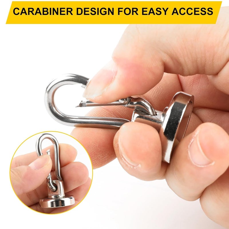 PRITASHA Magnetic HooksStrong Heavy Duty Neodymium Magnet Hooks with Swivel Carabiner HookGreat for Your Refrigerator and Other Magnetic SurfacesPack of 6 - Image 5
