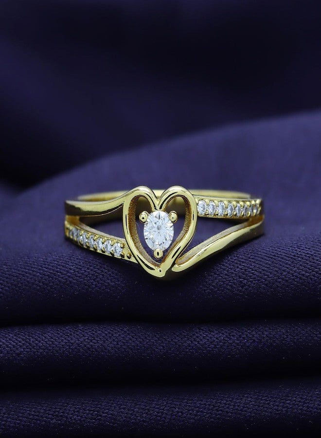 SAVEARTH DIAMONDS خاتم وعد على شكل قلب من SAVEARTH DIAMONDS للنساء، مرصع بحجر مويسانيت صناعي، خاتم خطوبة ذو ساق منقسمة، مجوهرات على شكل قلب مطلية بالذهب الأصفر عيار 18 قيراط، هدية لها، مقاس 6 - Image 5