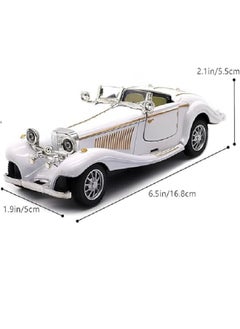 die cast 1:28 Scale Pullback Diecast Metal Antique Classic Model Cars Collectible Toy Gifts (White,Length 6.5in/16.8cm)  - Image 3