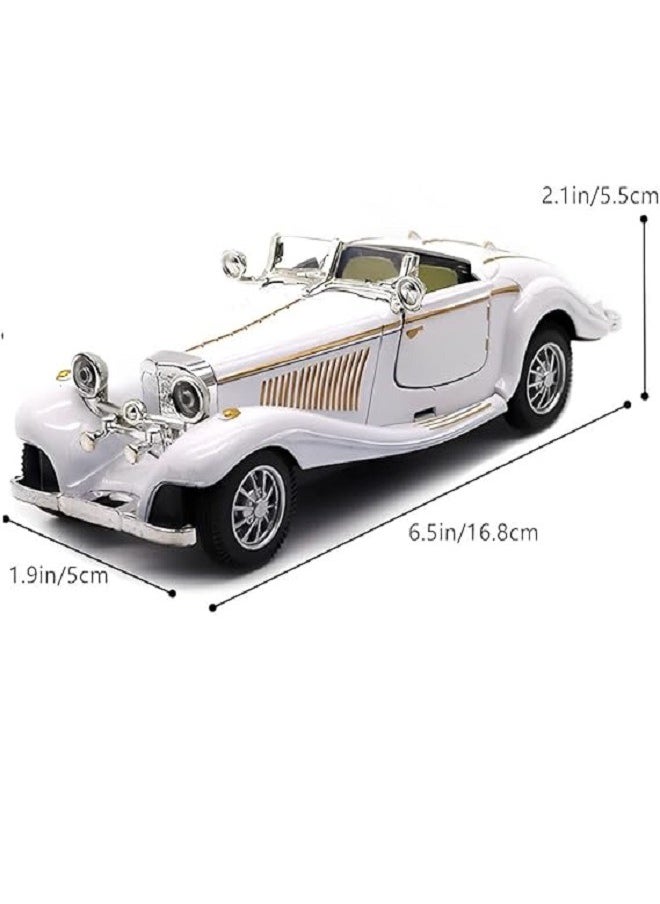 die cast 1:28 Scale Pullback Diecast Metal Antique Classic Model Cars Collectible Toy Gifts (White,Length 6.5in/16.8cm)  - Image 3