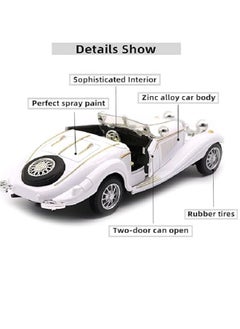 die cast 1:28 Scale Pullback Diecast Metal Antique Classic Model Cars Collectible Toy Gifts (White,Length 6.5in/16.8cm)  - Image 5