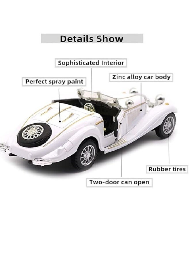 die cast 1:28 Scale Pullback Diecast Metal Antique Classic Model Cars Collectible Toy Gifts (White,Length 6.5in/16.8cm)  - Image 5