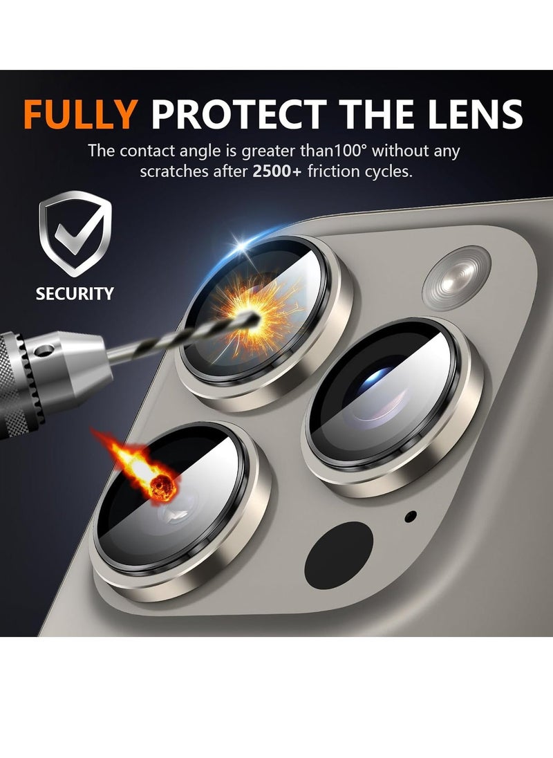 Raxoom Camera Lens Protector for iPhone 16 Pro/16 Pro Max â€“ HD Tempered Glass with Aluminum Ring (Titanium) - Image 5