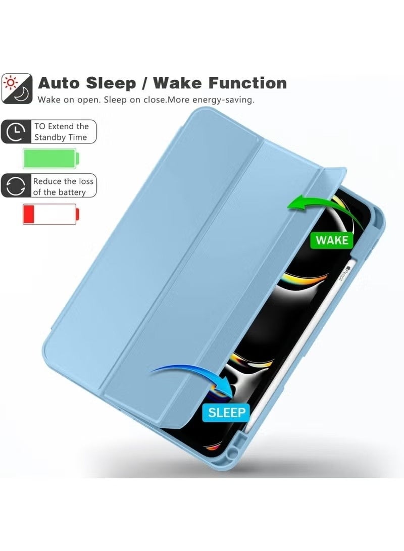 ACLIX iPad Air 5th/4th Generation Case 10.9 Inch (M4) with Pencil Holder – Slim Protective Smart Cover, USB-C Pencil Support, Auto Sleep/Wake, Touch ID Access, Trifold Stand (Azure Blue) - Image 5