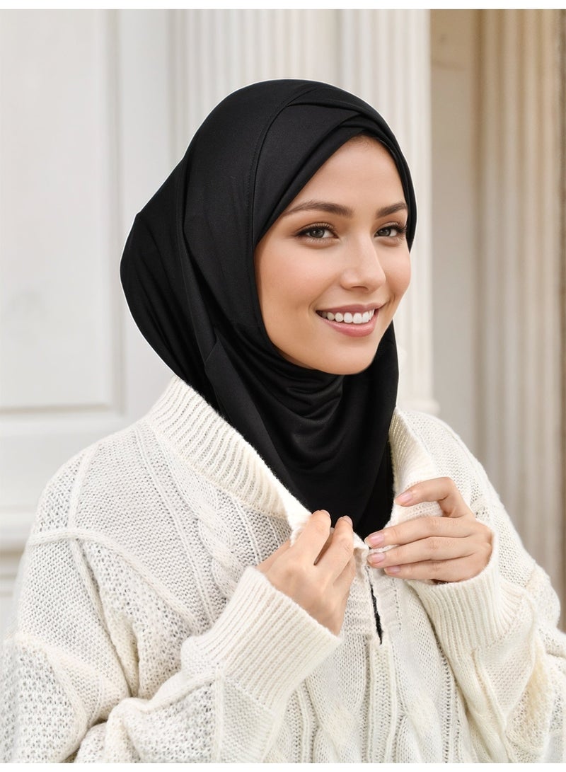 حجاب مسلم فوري للنساء وشاح أبايا ناعم وقابل للتنفس مع تغطية الرقبة الكاملة حجاب الجبهة المتقاطعة - Image 2