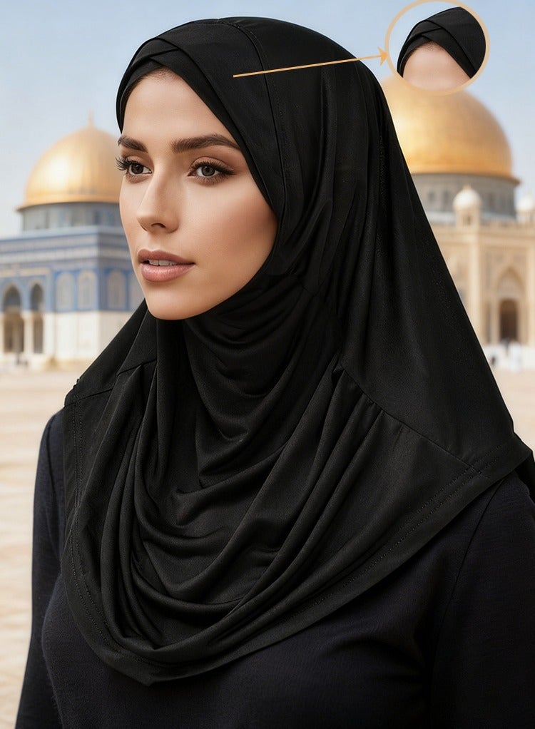 حجاب مسلم فوري للنساء وشاح أبايا ناعم وقابل للتنفس مع تغطية الرقبة الكاملة حجاب الجبهة المتقاطعة - Image 1