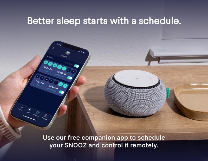SNOOZ آلة الصوت البيضاء الذكية SNOOZ - مروحة حقيقية داخلها لصوت أبيض غير متكرر، مساعدة على النوم للبالغين، السفر، النوم، غرفة النوم، محمولة، أساسية لتسجيل الأطفال - سحابة - Image 4