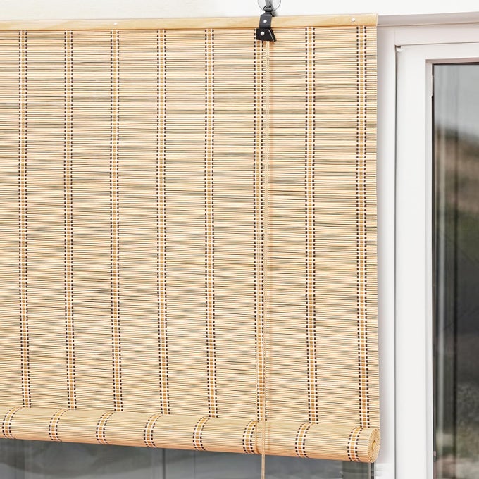 BAMBOO CURTAINS W 3 FT X H 6 FT ROPE MECHANISM ROLL UP DOWN BAMBOO SHADE FOR SUNLIGHT DUST PROTECTION WINDOW CHICK BLINDS FOR BALCONY RESTAURANT HOTEL DHABA RESORT