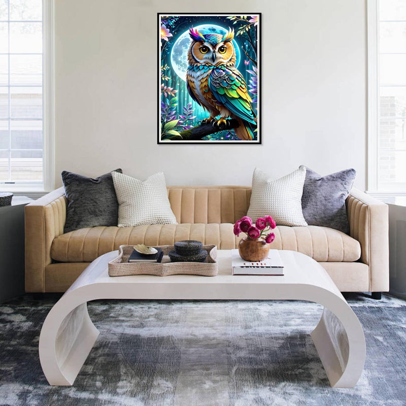 Ycydilirab Owl Diamond Art Kits for Adults- 5D Diamond Painting for Adults Owls, DIY Gem Painting Perfect for Gifts and Home Wall Decor 12x16inch - Image 3