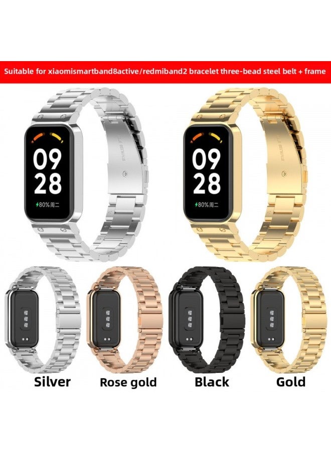 Generic - For XiaomiMi Band8 Active Milano Strap Redmi Redmi Bracelet 2 Metal Steel Strap-Color:Black (milanese Belt) - Image 1