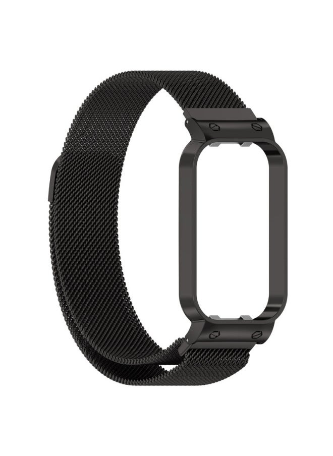 Generic - For XiaomiMi Band8 Active Milano Strap Redmi Redmi Bracelet 2 Metal Steel Strap-Color:Black (milanese Belt) - Image 1