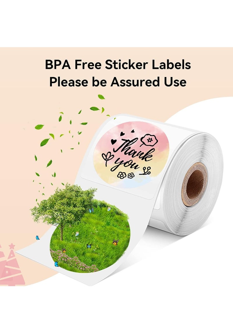 فوميمو ملصقات دائرية - ملصق حراري دائري متدرج اللون 3 انش لملصق الباركود، تصميم شعار يمكنك صنعه بنفسك، للاعمال الصغيرة، متوافق مع معظم طابعات ملصقات الشحن، 500 قطعة/لفة - Image 3