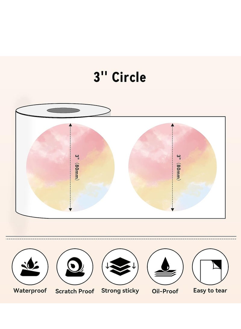 فوميمو ملصقات دائرية - ملصق حراري دائري متدرج اللون 3 انش لملصق الباركود، تصميم شعار يمكنك صنعه بنفسك، للاعمال الصغيرة، متوافق مع معظم طابعات ملصقات الشحن، 500 قطعة/لفة - Image 4