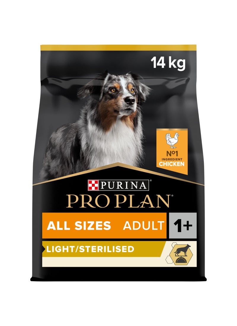 Purina Pro Plan طعام جاف للكلاب البالغة بجميع الأحجام مع دجاج معقم خفيف - Image 1