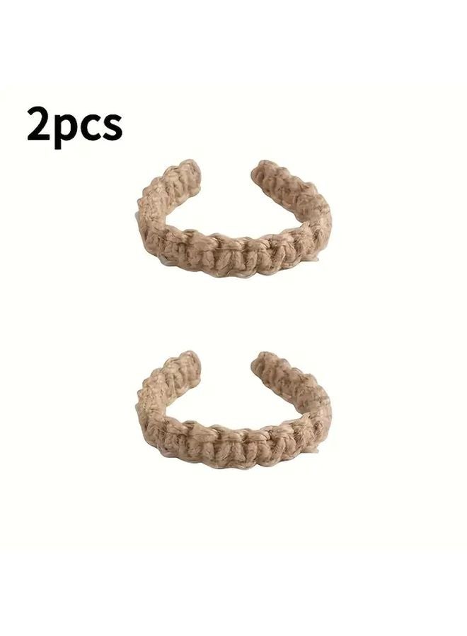 قطعتان من رباطات الستائر المنسوجة البوهيمية لا تتطلب الحفر للستائر الشفافة والستائر القصيرة - Image 1