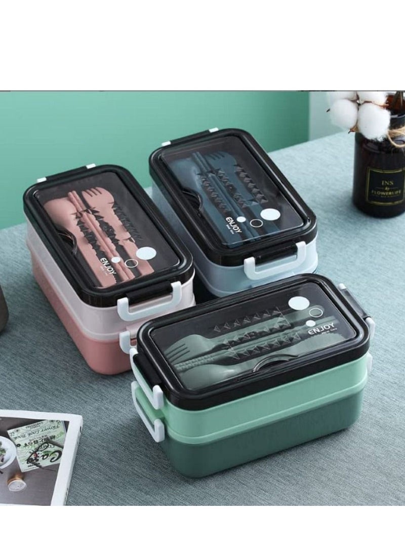 Cool Baby - Lunch Box  Premium Food Container with Soup Bowl and Cutlery  Insulated Lunch Box with 3 Layers  Stainless Steel Bento Lunch Box  Leakproof Design and Side Handles  21.5 x 11.5 x 11cm (Blue) - Image 1