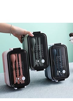 Lunch Box  Premium Food Container with Soup Bowl and Cutlery  Insulated Lunch Box with 3 Layers  Stainless Steel Bento Lunch Box  Leakproof Design and Side Handles  21.5 x 11.5 x 11cm (Blue)