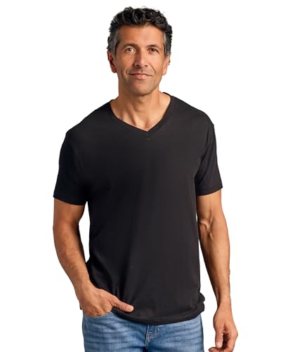 True Classic Mens V Neck T Shirts – Cotton V Neck T Shirts for Men, V-Neck Mens T-Shirts and Undershirts for Men Pack/Singles, Pack of 1, Black, L - Image 1
