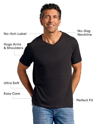 True Classic Mens V Neck T Shirts – Cotton V Neck T Shirts for Men, V-Neck Mens T-Shirts and Undershirts for Men Pack/Singles, Pack of 1, Black, L - Image 2