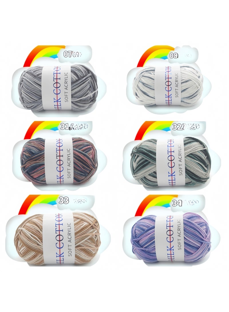6-Piece Set Wool Crochet Yarn Gradient Knitting Baby Yarn 6 Colors - Image 4
