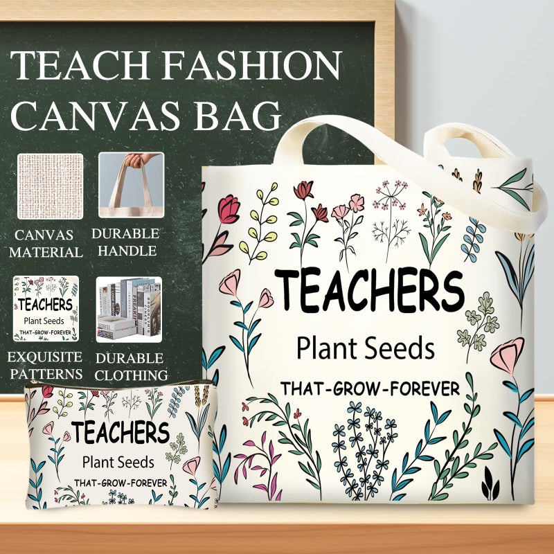 DHQH Teacher Christmas Gifts for Women  Teacher Appreciation Gifts  Funny hanksgiving Set with 16OZ Glass Cup  Tote Bag for New - Image 4
