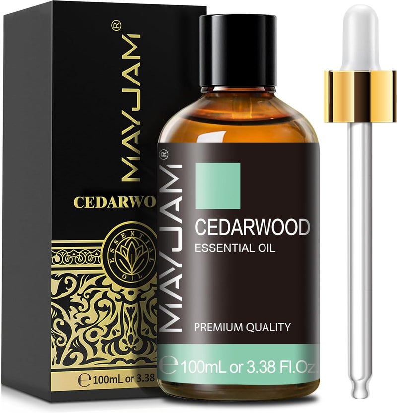 Cedarwood Essential Oil 100ML/3.38FL.OZ, Premium Grade Cedarwood Oil Essential Oils with Glass Dropper, Great for Aromatherapy Diffuser and DIY Soap Making - Image 1