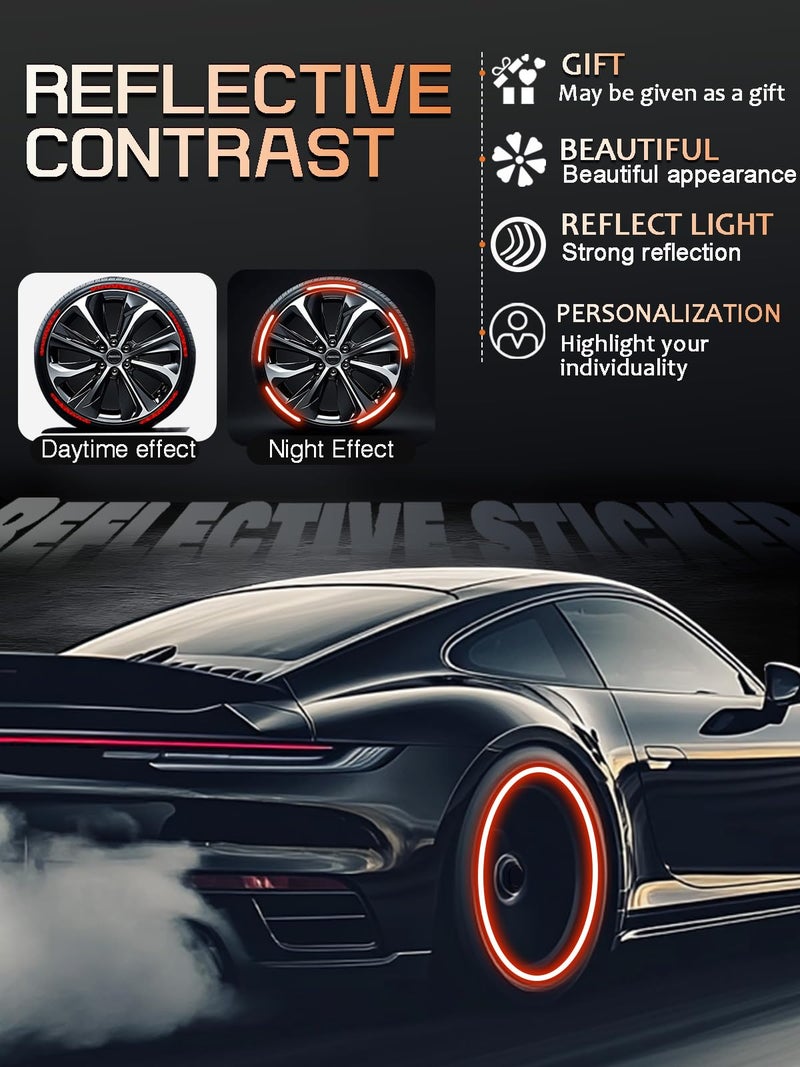 Maicican 20PCS Car Wheel Reflective Decorative Strip,Night Safety Warning Stickers,Cars,Motorcycles,Bicycles are Applicable, Colorful and Diverse, a Street The Most Beautiful Car (Red) - Image 3