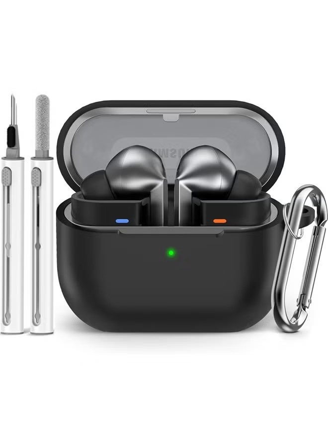 Samsung Galaxy Buds 3 / Buds 3 Pro Protective Case Cover with Cleaner Kit – Soft Silicone with Carabiner - Image 1