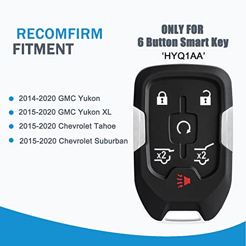 artapek Key Fob Cover for Chevy Tahoe Suburban GMC Yukon Accessories with Keychain 6 Button Key Shell Case TPU (Blue) - Image 2