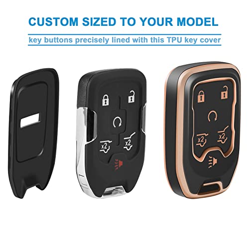 artapek Key Fob Cover for Chevy Tahoe Suburban GMC Yukon Accessories with Keychain 6 Button Key Shell Case TPU (Blue) - Image 3