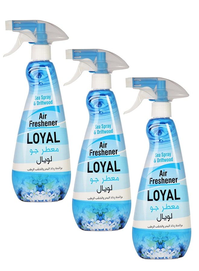 Loyal Sea Spray & Driftwood Fragrance Air Freshener For Home, Office, Inside Car, 3x450ml