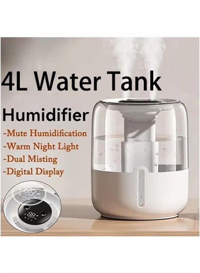 RUKYU 4L Humidifier with Light and 3 Adjustment Modes, Double Spray Quiet Sterilize Cool Mist Air Humidifier, Digital Humidifier for Home Dormitory Office Bedroom Desktop - Image 1