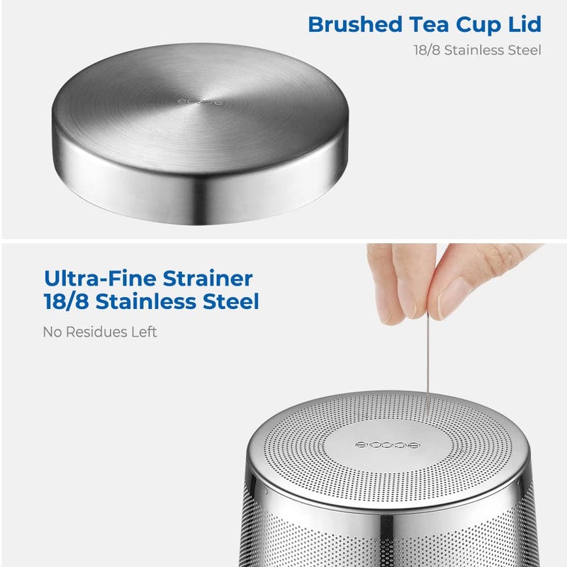 ecooe 16.9 Oz Borosilicate Glass Tea Mug Cup Tea Glasses with Stainless Steel Infuser & Lid, Loose Leaf Glass Tea Cup Teacup 500mL(Full Capacity) - Image 3
