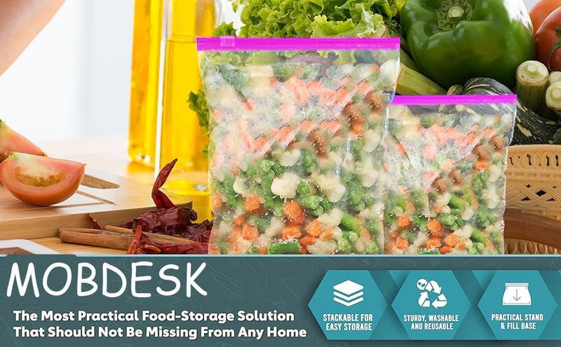 MOBDESK Zip Lock Bags – Food Grade Food Storage Freezer Ziplock Pouche For Fridge & Freezer | Zipper Lock Bags | Vegetable Storage Bag Stay Open Design With Stand-up Bottom Travel Packing (10 Pcs) - Image 5