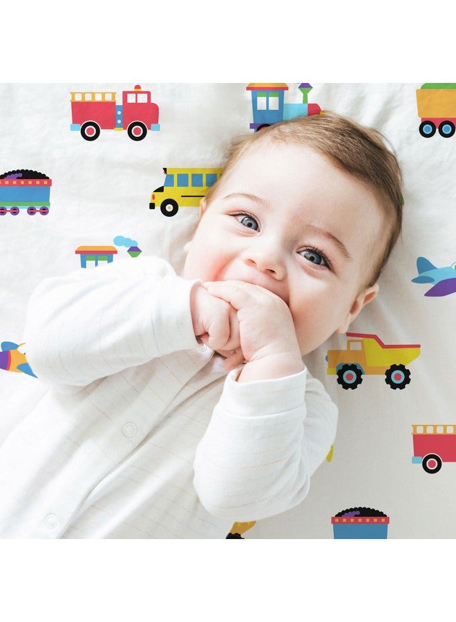Wildkin 100% Cotton Fitted Crib Sheet - Soft & Breathable Fitted Sheet - Trains, Planes, and Trucks - Image 2