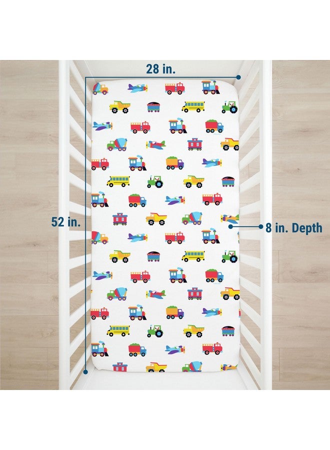 Wildkin 100% Cotton Fitted Crib Sheet - Soft & Breathable Fitted Sheet - Trains, Planes, and Trucks - Image 4