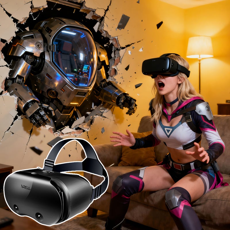 VRGx7 4K عالي معدل التحديث السينمائي المستوى ارتداء خاص بواقع الافتراضية واسع للغاية تصميم ergonomic سهل التنظيف ماكينة تنفس لا تحتاج إلى بطارية совместим مع معظم الهواتف الذكية. - Image 1